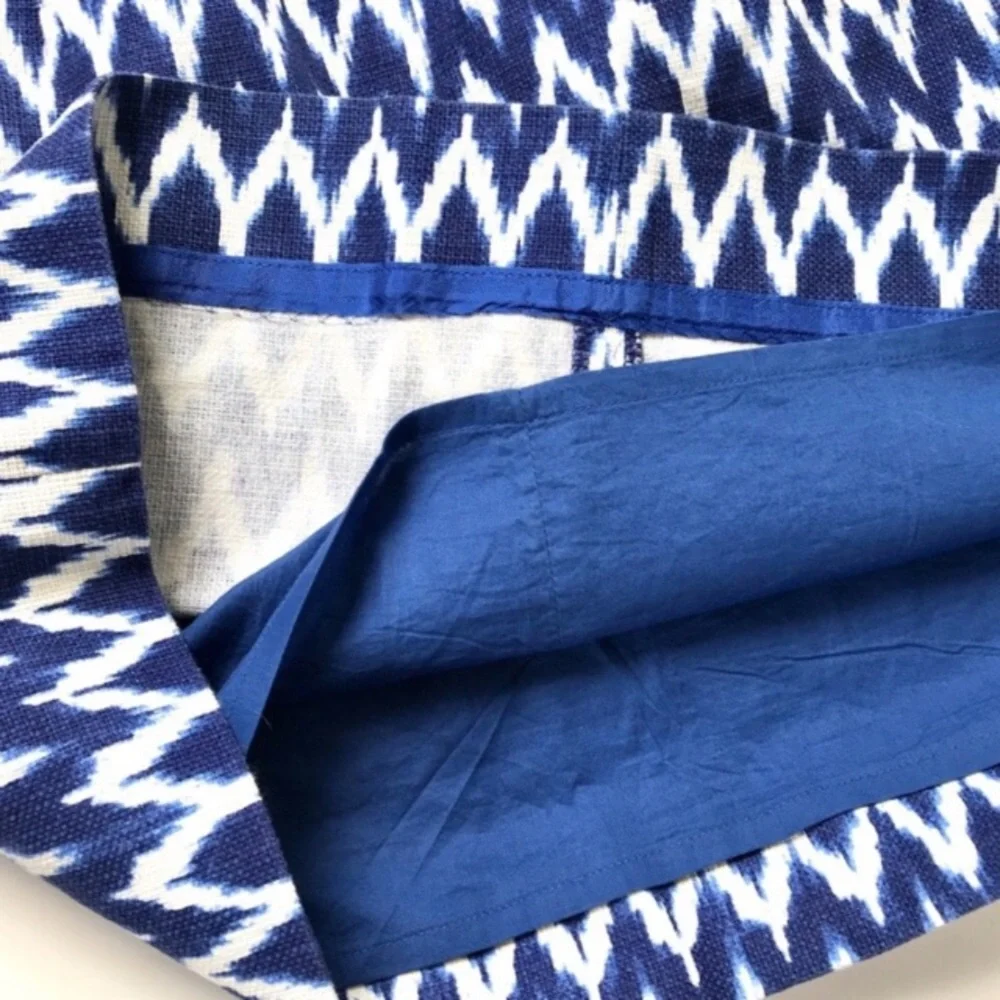 J.Crew Ikat Mini Skirt Blue Ivory Chevron Cotton Sz 0 Preppy Summer Coastal